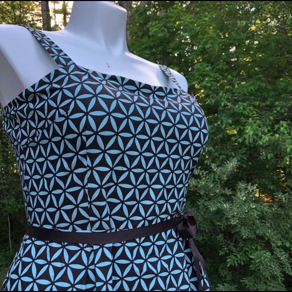 Chocolate and aqua mid-century inspired dress 16P - Picture 7 of 7